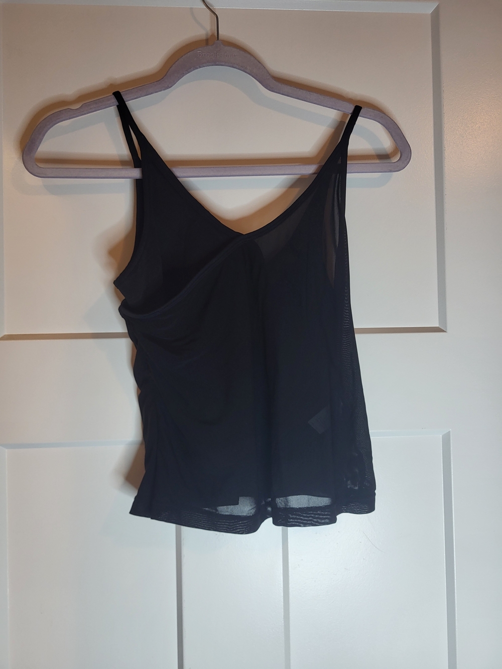 HALARA Black Double Layer Sheer Spaghetti-Strap Tank